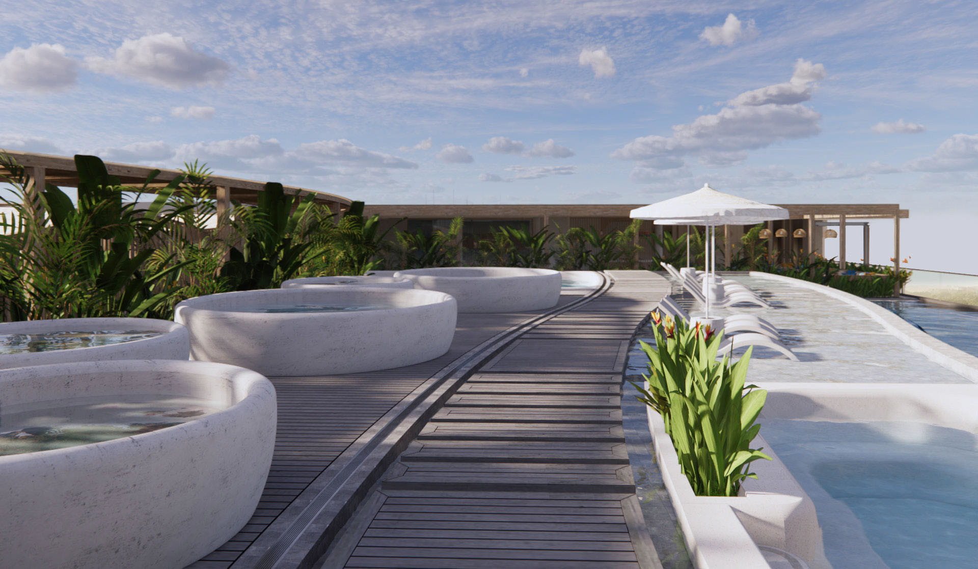 Apec Mandala Wyndham Mũi Né-DIC thiết kế, cung cấp, lắp đặt thiết bị công nghệ bể bơi khoáng nóng ngoài trời