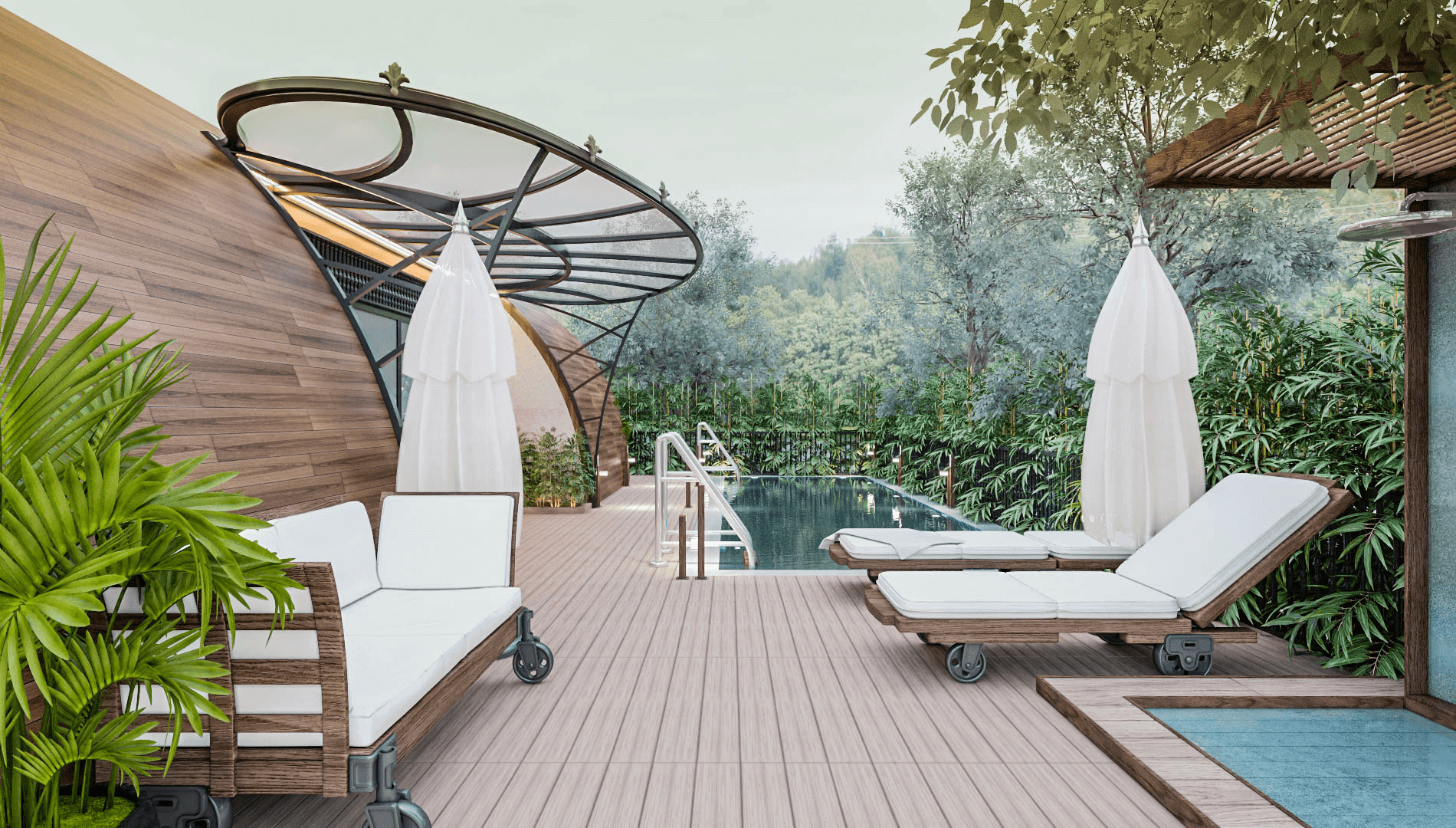 Bể bơi ngoài trời khu Bungalow