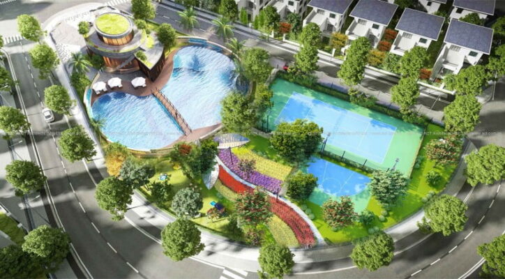 Hệ thống bể bơi sân tennis giải trí