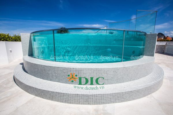 Bể bơi kính nhựa acrylic uốn cong