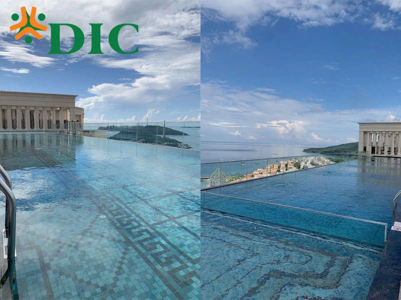 Hình ảnh bể bơi vô cực của Sun Grand City Hillside Residence đã vận hành chạy thử