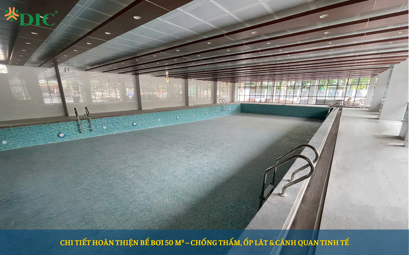 Chi phí hoàn thiện bể bơi diện tích 50m2 tốn bao nhiêu