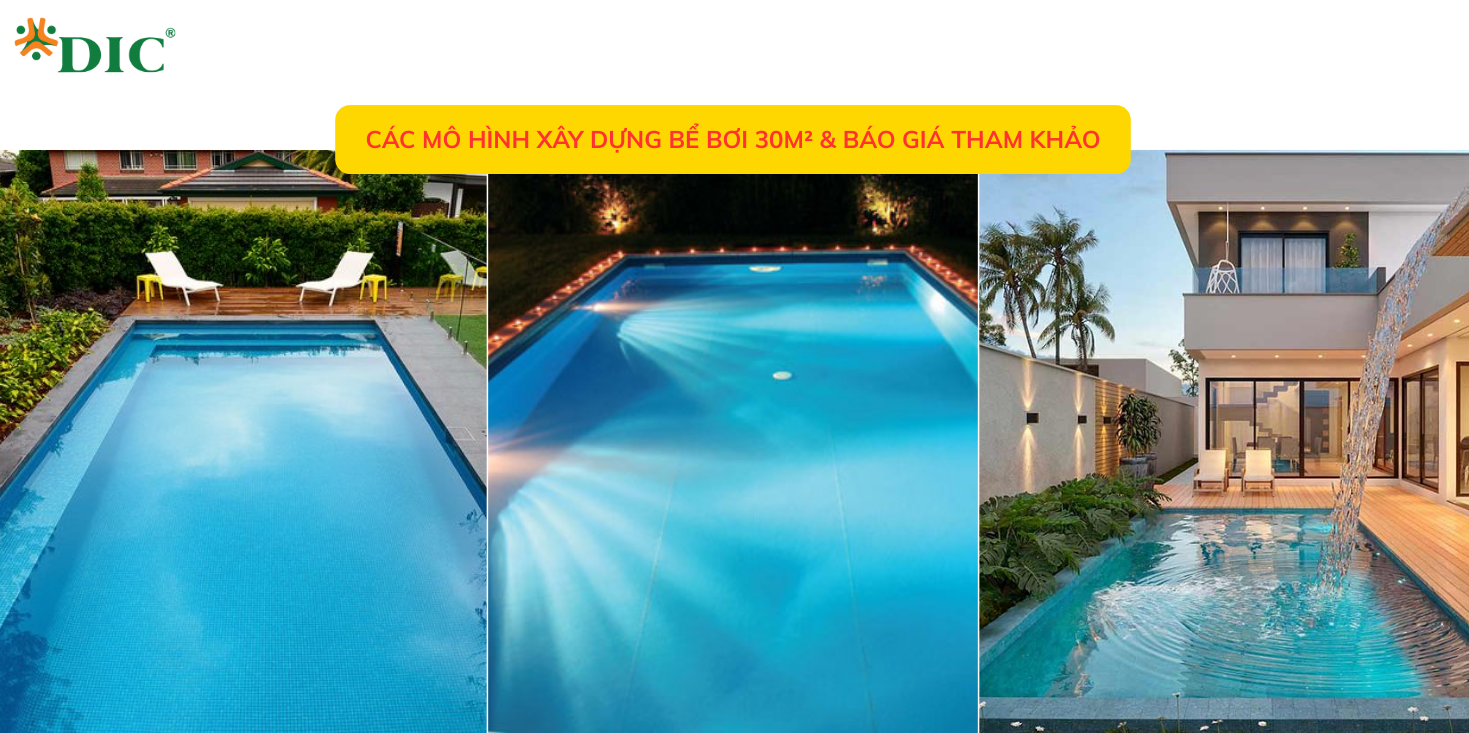 Các mô hình, thiết kế phù hợp với kích thước bể bơi gia đình 30m2