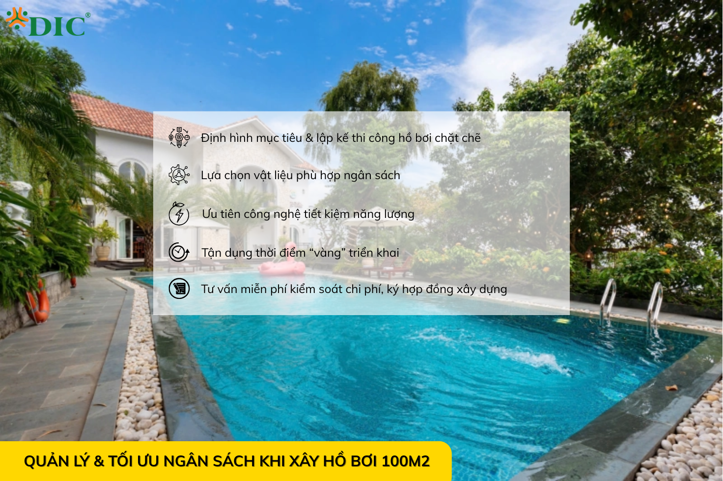 Cách quản lý và tối ưu ngân sách tổng xây dựng bể bơi 100m2