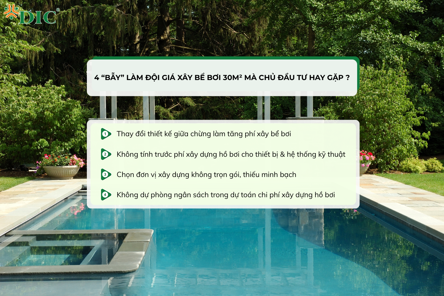 4 lý do đội giá ngân sách bể 30m2