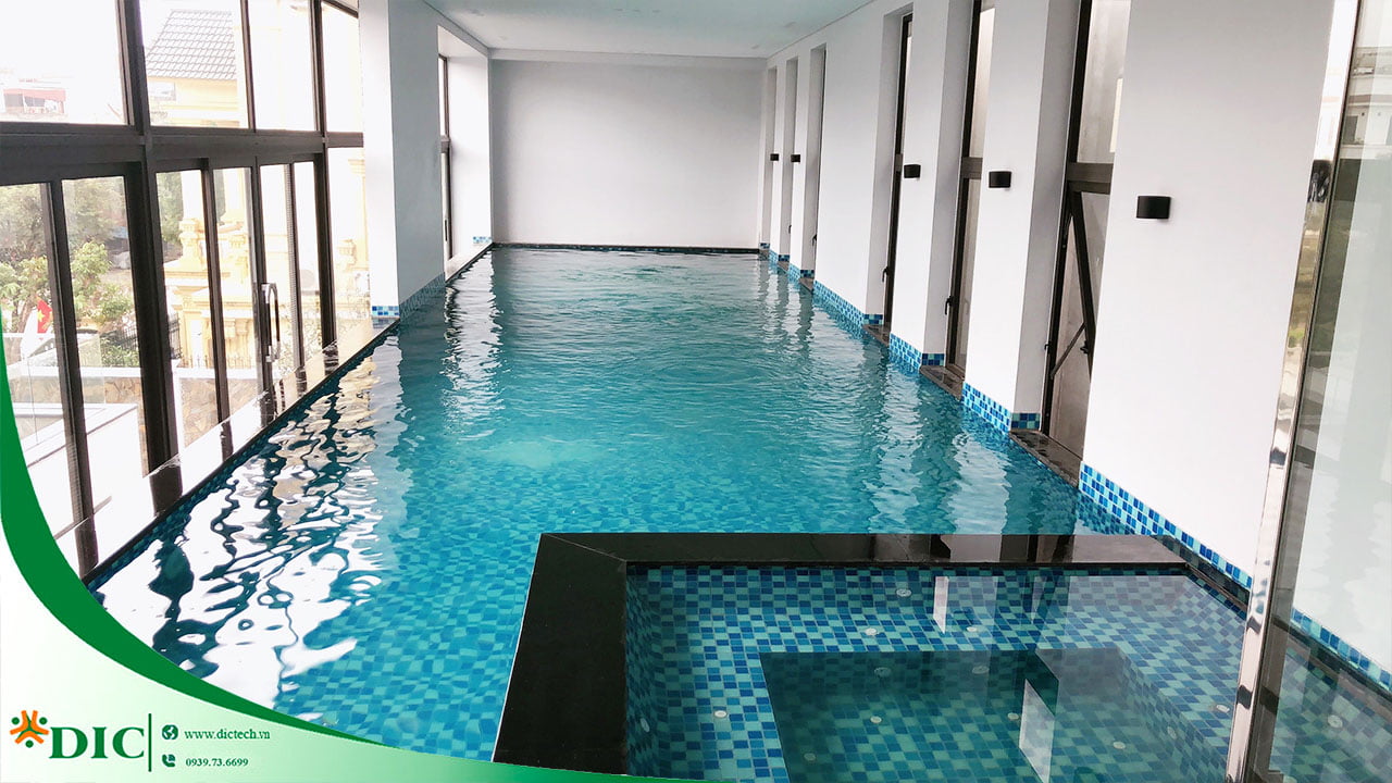 DIC hoàn thiện bể bơi bốn mùa kết hợp bể sục nghỉ dưỡng tại Thái Nguyên