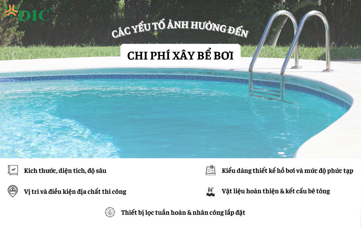 Chi phí xây bể bơi gồm có những yếu tố nào quyết định?