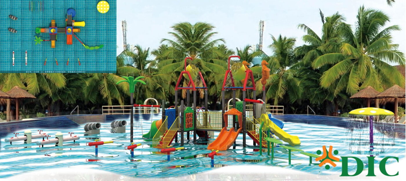 Khu vui chơi thể thao văn hoá Đồng Phú, Thanh Hoá – DIC cung cấp và lắp đặt thiết bị bể bơi, thiết bị sân chơi nước